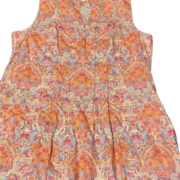 J.Jill Love Linen Paisley Print Sleeveless A-Line Dress Sz L Lightweight Midi - Picture 4 of 5